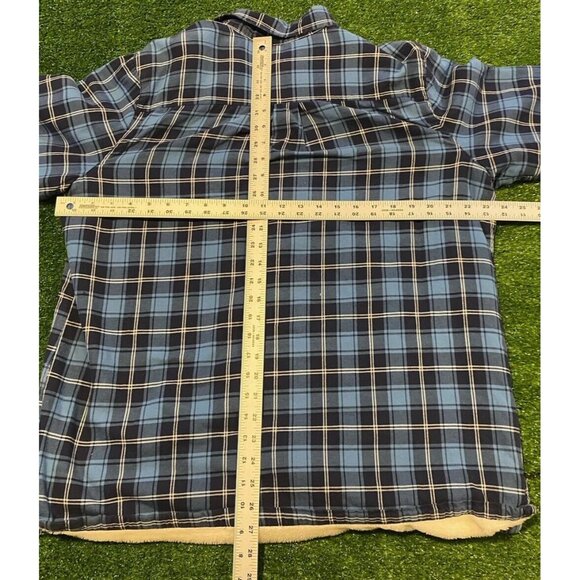 LL Bean shacket large mens outdoors blue light weight button up plaid - Picture 10 of 10